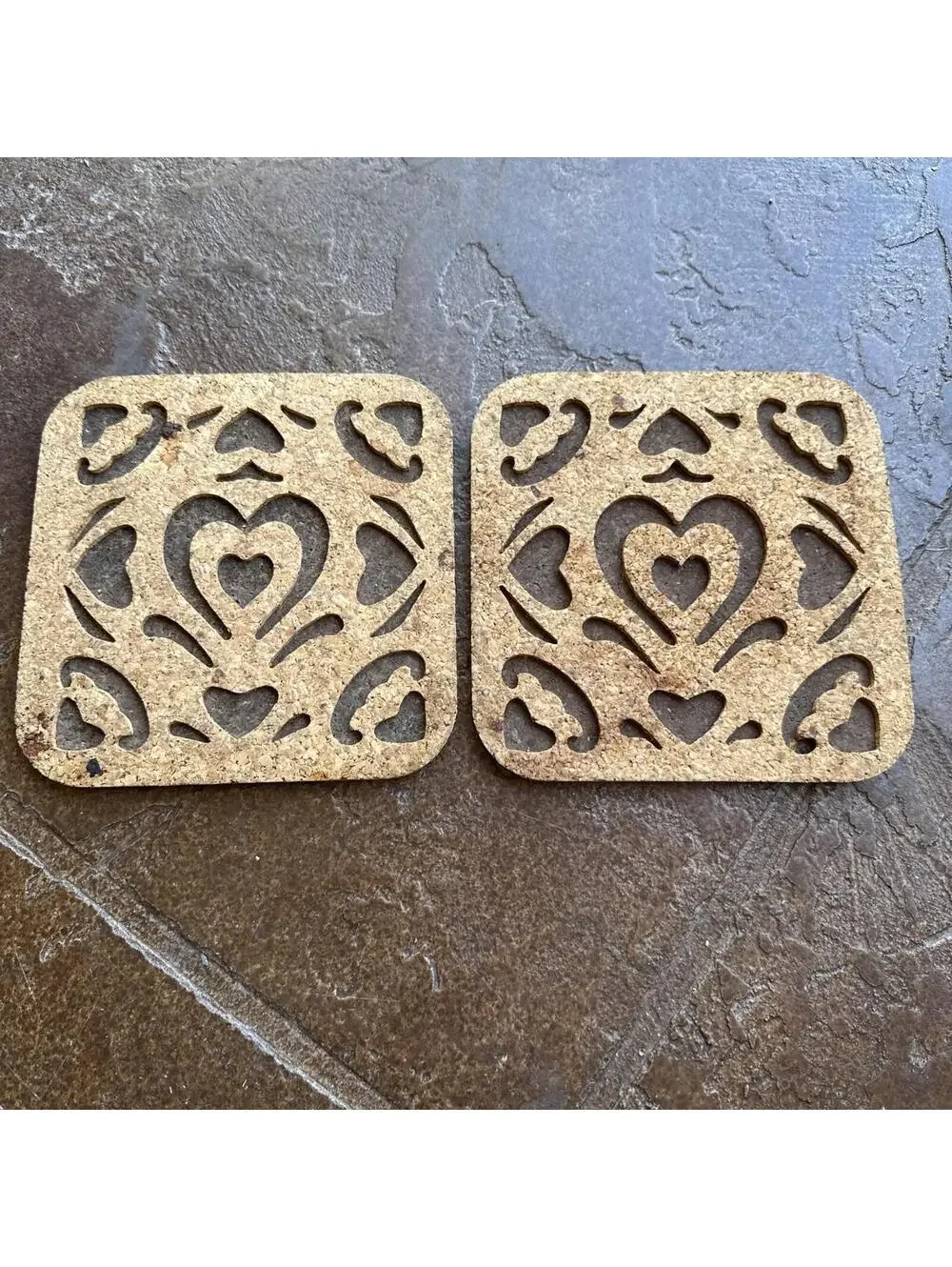 2X Pampered Chef Heart Trivet Cork Cut-Outs 7.75